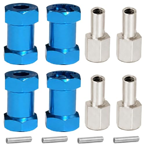4PCS 12mm Hex Hub 20mm Aluminum Extension Hex for Axial SCX10 D90 90046 | 20mm CNC Wheel Hex Extenders for 1/10 RC Crawlers Redcat Gen7/Gen8 CC01 RC4WD Wider Stance & Tire Clearance with M4 Nuts Pins - color: skyblue