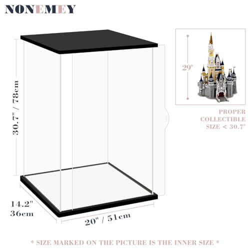 NONEMEY Clear Acrylic Display Case with Remote Control Light for Collectibles, Dustproof Model Showcase Organizer Box, Display Case for Collectibles (20x14x30.7inch,51x36x78cm) - size: 20×14×30.7 inch, 51×36×78 cm