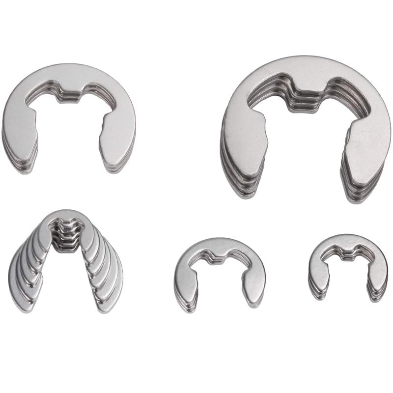 cSeao External Retaining Rings, 13 Various Size E Clip Assortment kit, Assorted Black E-Clip, 400 Pieces(304 Stainless Steel E Clip) - size: 304 Stainless Steel E Clip