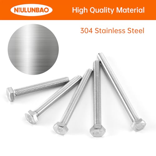 M4 x 30mm 35mm 40mm 45mm 50mm Heavy Duty Hexagon Bolts Hex Head Screws, 304 Stainless Steel, Metric Machine Fully Threaded, Bright Finish, Assortment Kit 50PCS - size: M4 x 30/35/40/45/50mm (50PCS)