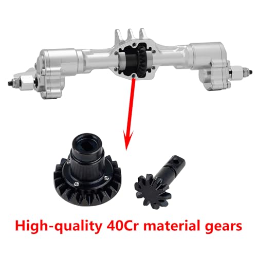 DJX CNC Aluminum RC Front & Rear Portal Axles Set +4mm Extended Complete Axles for 1/18 RC Rock Crawler Redcat Ascent-18 Upgrades Parts(Silver) - color: Silver