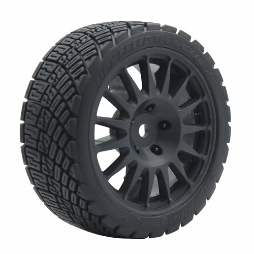 68mm 4PCS 1/10 RC On-Road tires and Hard Plastic wheels set Hex 12mm For WRC Drift Car Conversion 1/10 RC On-Road Car Traxxas Tamiya FW06 TT02 HPI HSP 94122 Kyosho W76 (Black) - color: Black