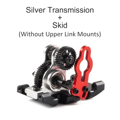 Ultralight Aluminum NOD-24 Transmission for SCX24 AX24 Custom Build, 1/24 RC Crawler Competition Gearbox, Low CG Motor Mount, 2.68:1 Ratio (Silver Without Upper Link mounts)