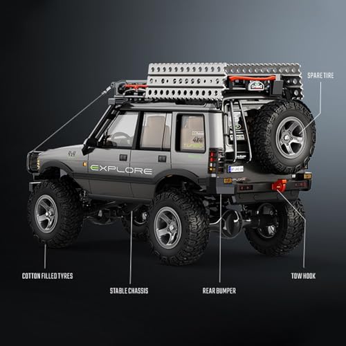 1/18 Scale RC Crawler, 2.4GHz Full Proportional Remote Control Off Road Car, 4WD RC Rock Truck Simulation Off Road Climbing Vehicle Dual Speed Model Car for Adults (Grey) - color: Grey