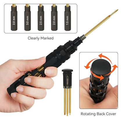 RC Hex Driver Set - 5 in 1 Hex Screwdriver Set 1.5mm 2.0mm 2.5mm 3.0mm Phillips Screwdrivers Allen Repair Tools for Traxxas SCX24 TRX4 Arrma Helicopter RC Car Tool Kit Black - color: Black