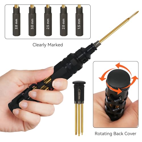 RC Hex Driver Set - 5 in 1 Hex Screwdriver Set 1.5mm 2.0mm 2.5mm 3.0mm Phillips Screwdrivers Allen Repair Tools for Traxxas SCX24 TRX4 Arrma Helicopter RC Car Tool Kit Black - color: Black