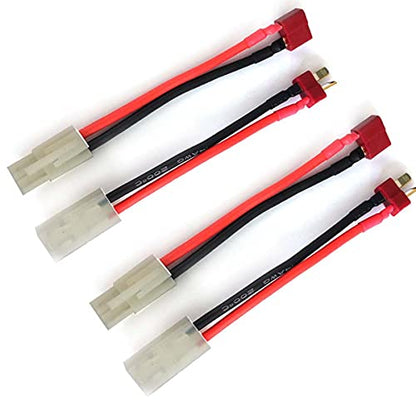 DEVMO 2 Pairs 14AWG Ta-Miya Style Connector to D-eans T Style Plug Cable Adapter Connector Compatible with RC ESC Speed Controller Lipo/NiMH Battery Charging