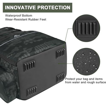 MATEIN Fishing Backpack, Tackle Storage Bag with Rod Holders & Cooler | Water Resistant Fishing Bag Fits 4 3600 Trays, Large Wide Open Tackle Box Backpack, Gifts for Fishermen - color: Camouflage