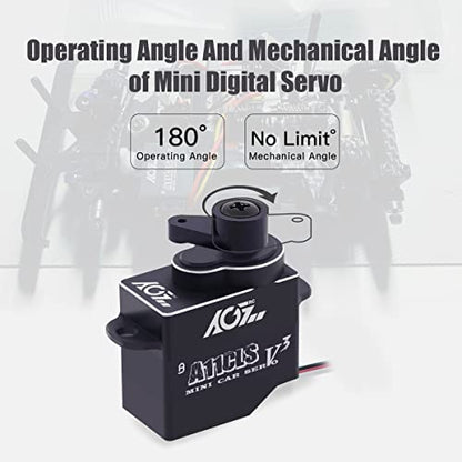 AGFRC Mini-Z Car 0.05Sec RC Micro Drifting Servo (A11CLS V3 Black) | 1.4kg Torque, Titanium Gear, Coreless Motor, Programmable, Fits Mini-Z, 1/24-1/28 Scale RC Cars. 20x21x11.3mm, 11g - style: A11CLS V3 Black
