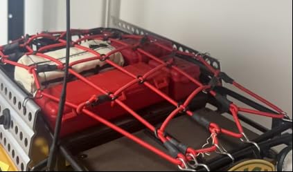 FMS Simulation Micro Scale Model Simulated Luggage net (red) for 1/8 1/6 1/10 RC Car Decoration Fake Props Accessory for RC Crawler Car - style: luggage net