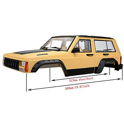 1/10 RC Crawler Hard Body Shell Kit - 313mm Wheelbase Cherokee Body for Axial SCX10, SCX10 II 90046, 90047 & TRX4 Kits (Yellow) - color: Yellow
