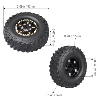 HobbyPark Brass 1.0 Beadlock Wheels and Tires for TRX4M Upgrades Axial SCX24 1/24 RC Crawler Replacement Parts, Set of 4 (Type E) - style: Type E