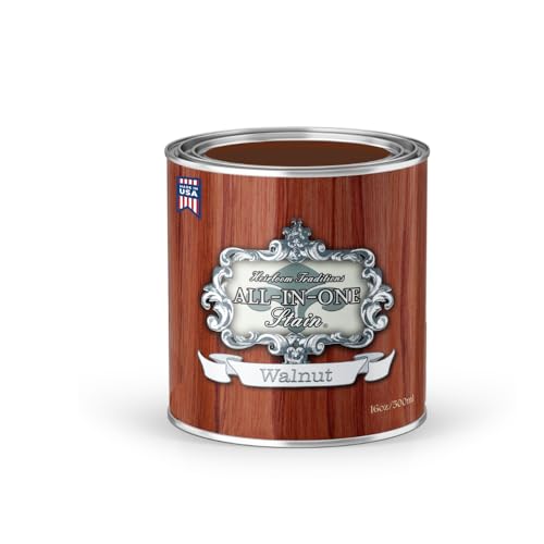 All-in-ONE Gel Stain - Walnut (Rich Brown with red Undertones) - 16oz - color: Walnut, size: 16 Fl Oz