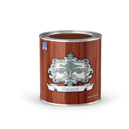 All-in-ONE Gel Stain - Walnut (Rich Brown with red Undertones) - 16oz - color: Walnut, size: 16 Fl Oz
