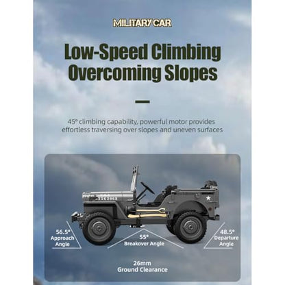 1/10 Scale 4WD RC Crawler, 2.4GHz 4x4 Military Off-Road RC Monster Truck with LED Lights, Dual Motors & DIY Interior for Hobbyists - color: Army Grey