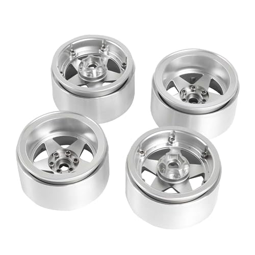 Aluminum 2.2" Beadlock Wheel Offset -10mm Metal Rims for SCX10 RR10 TRX4 VS4-10 Gen8 1/10 RC Crawler Car Upgrade Parts (5-Spoke, Silver) - color: 5-spoke, Silver