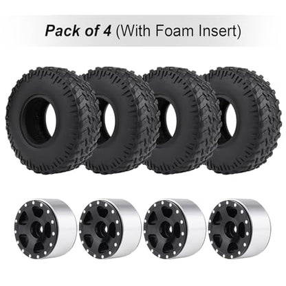 HobbyPark 1.0 Beadlock Wheels for TRX4M AX24 SCX24 FCX24 Enduro24 1/18 1/24 RC Crawler Car (Style A with Tires) - style: Style A with Tires