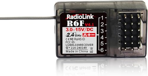 Radiolink 2.4Ghz R6F 6 Channels RC Receiver Long Distance Control for Car/Boat Surface Remote Controller RC6GS V2/RC4GS V2/RC4GS V3/RC6GS V3/RC8X/T12D/T16D/T8S/T8FB (No Gyro)