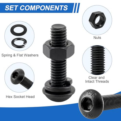580Pcs UIETUIL M4 Hex Socket Button Head Screws Kit, M4x6-30mm, 10.9 | Machine Screws, M4x6/8/10/12/16/20/25/30mm, With Nuts & Washers, 10.9 Grade Alloy Steel Black Zinc Plated For 3D Printing - size: M4 Button 10.9 - 580PCS