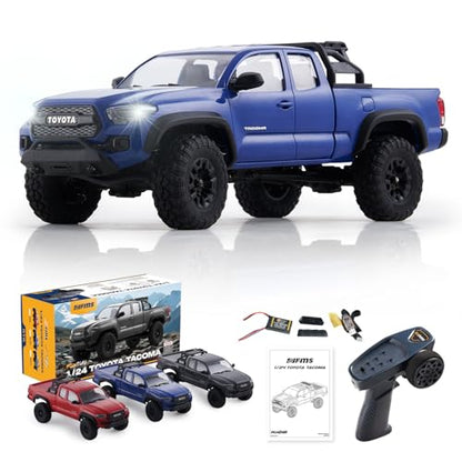 BEEZRC FMS 1/24 RC Crawler FCX24M Tacoma Toyota Official Licensed ABS Hard Body 4WD Off-Road RC Rock Truck,2-Speed Transmission, Hobby Grade Remote Control Car for Adults RTR Blue - color: Blue