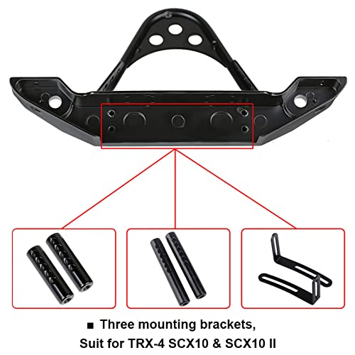 INJORA Metal Front Bumper with LED Light for 1:10 RC TRX-4 SCX10（Black）