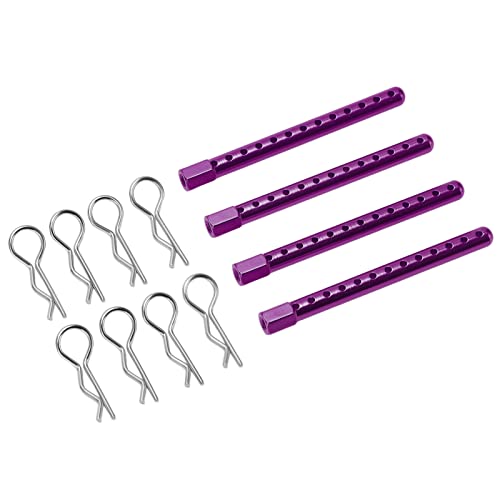 RC Body Post, Purple High Strength Aluminum Alloy Car Shell Column, Adjustable Height Buckle for HSP 1/10 94102 94103 RC Cars On Road Racing - color: Purple