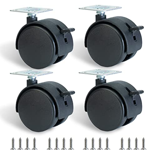 2 Inch Furniture Caster Wheels 4pcs Swivel Plastic Rollers with Locks Stainless Screws Small Universal Plate Wheel Casters Replacement for Cabinet Drawer Table Desk Cart in Office Kitchen - style: 2 Inches Plate Casters