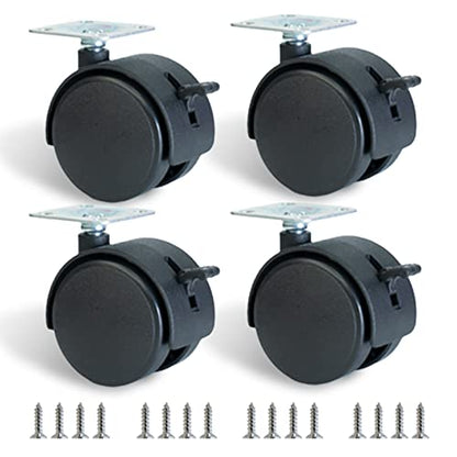 2 Inch Furniture Caster Wheels 4pcs Swivel Plastic Rollers with Locks Stainless Screws Small Universal Plate Wheel Casters Replacement for Cabinet Drawer Table Desk Cart in Office Kitchen - style: 2 Inches Plate Casters