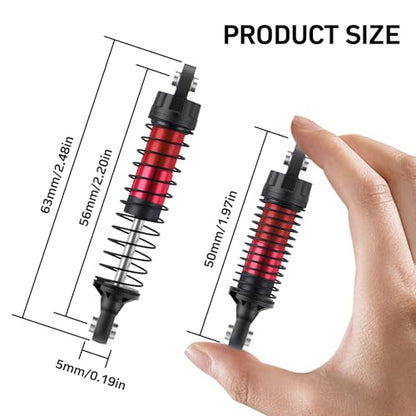 56MM Long Threaded Oil Shock Absorbers 4Pcs Adjustable Red Damper Upgrade Fit TRX4M TRX4MT 1/18 RC Crawler Car