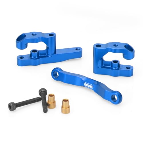 daitoku RC Steering Set Aluminum Upgrade Parts Steering Assembly for 1/18 Arrma Granite Typhon GROM 1/16 Mojave GROM 1/12 Losi Nascar RC Car (Blue) - color: Blue