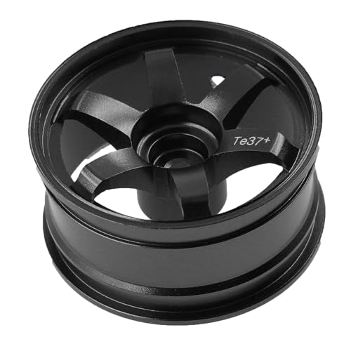 REDSPIDER • Aluminum 1/10 RC Drift Wheels 12mm Hex for 1:10 Rally Racing Car Tires Tamiya TT01 TT02 XV01 TA06 A959 PTG2 HPI KYOSHO HSP PTG2 Touring Street Tyres 4pcs (Black) - color: Black
