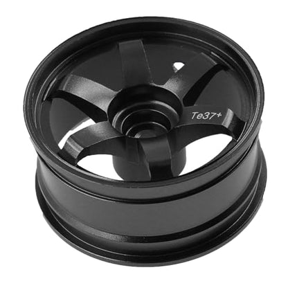 REDSPIDER • Aluminum 1/10 RC Drift Wheels 12mm Hex for 1:10 Rally Racing Car Tires Tamiya TT01 TT02 XV01 TA06 A959 PTG2 HPI KYOSHO HSP PTG2 Touring Street Tyres 4pcs (Black) - color: Black