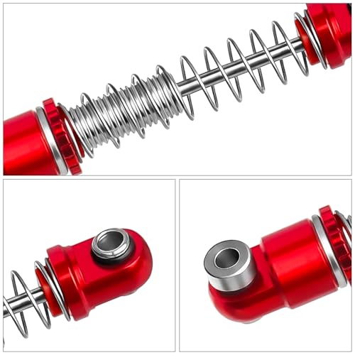 25mm Aluminum RC Shock Absorber Set, 4PCS CNC Threaded Suspension Upgrade, Replacement for 1/30 Axial SCX30 Crawler Car Ford Bronco, Jeep Wrangler, Chevrolet K10, Red - color: Red