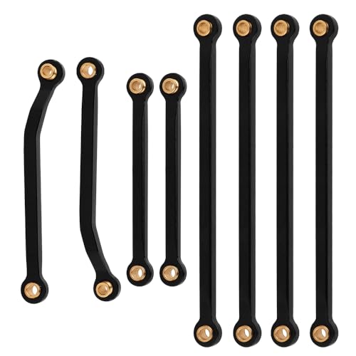 TRX4M Metal High Clearance Chassis Link Rods Linkage Set for TRX-4M K10 High Trail Pickup 1/18 RC Off-Road Crawler Original Stock Upgrade Parts (Black) - color: Black