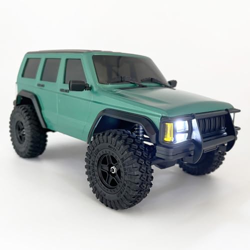 HLSFWDRIVE RC Rock Crawler 4x4 RC Jeep Truck 1/18 Scale All Terrain | Remote Control Crawler 370 Motor Full Proportional Upgraded Chassis 3 Speeds Lighting System‌ Hobby Model Adult