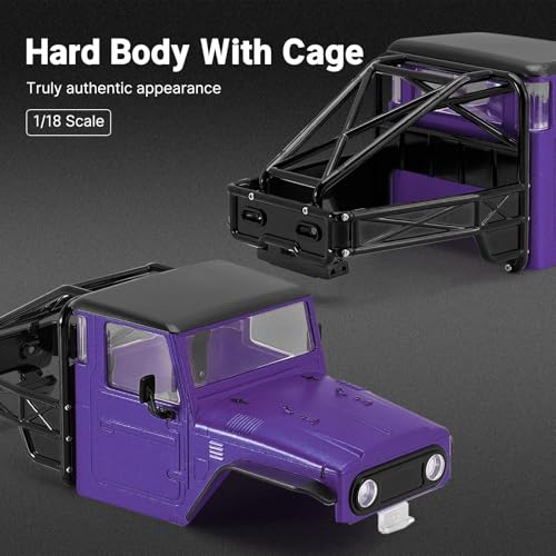 for TRX4M for Defender for Bronco 1/18 RC Crawler Car Upgrades Parts IR40 Hard Body Shell with Cage RC Car Parts(Purple) - color: Purple