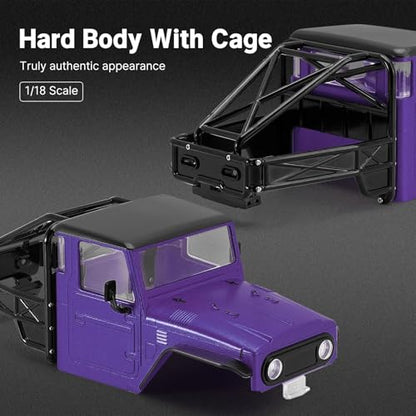 for TRX4M for Defender for Bronco 1/18 RC Crawler Car Upgrades Parts IR40 Hard Body Shell with Cage RC Car Parts(Purple) - color: Purple