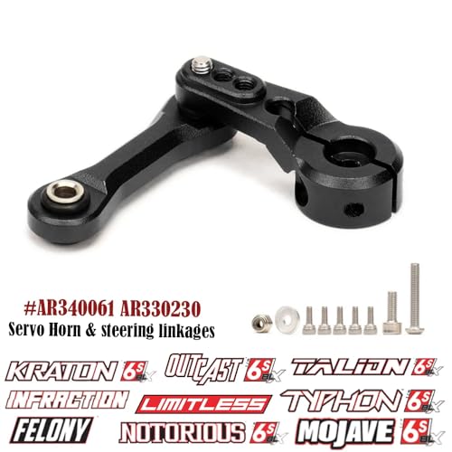 Aluminum 25T Servo Horn & Steering Linkages Tie Rod for Arrma 1/7 Infraction Felony Limitless 1/8 KRATON Notorious Outcast Talion and EXB Cars Upgrades Part,Replace #AR340061 AR330230(Black) - color: Black