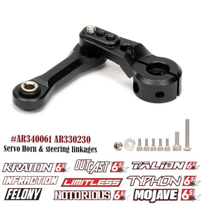 Aluminum 25T Servo Horn & Steering Linkages Tie Rod for Arrma 1/7 Infraction Felony Limitless 1/8 KRATON Notorious Outcast Talion and EXB Cars Upgrades Part,Replace #AR340061 AR330230(Black) - color: Black