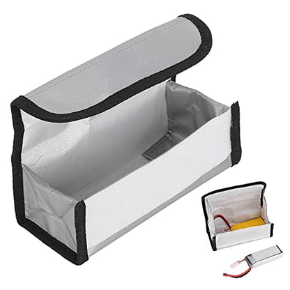 Battery Explosion Proof Bag, 19.4x7x7.8cm/7.6x2.8x3.1in Fire Retardant LiPo Battery Box Heat Resistant Charging Storage Safety Pouch for RC Model, Drone, Aircraft