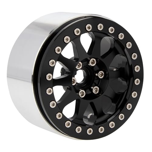 MEUS RACING 2.2 Beadlock Wheels Rims Deep-Dish Wheel for Axial SCX10 Traxxas TRX4 Vanquish VS4-10 Redcat Gen8 1/10 RC Crawler Upgrades (Black) - color: Black