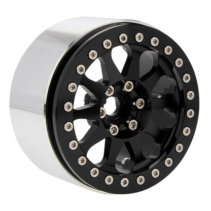 MEUS RACING 2.2 Beadlock Wheels Rims Deep-Dish Wheel for Axial SCX10 Traxxas TRX4 Vanquish VS4-10 Redcat Gen8 1/10 RC Crawler Upgrades (Black) - color: Black