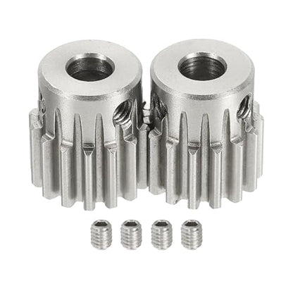 uxcell 2Pcs 1 Mod 15T Spur Gear 6mm Bore, 304 Stainless Steel Pinion Gear, 20°Pressure Angle, for Spur Rack and RC Model Car or Motor DIY(14mm) - size: 1 Mod 15T, 6mm x 14mm