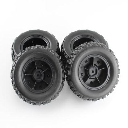 KingVal 4PCS Rubber Wheels Tires 90x43mm Hex 12mm RC Spare Parts Compatible with SCY 16101 16101PRO 16102 16102PRO WLtoys 144010 MJX 14209 14210 RC Car