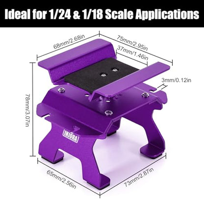 INJORA Aluminum 80g RC Car Stand with Shock Holder for 1/24 1/18 RC Crawler Upgrade(Purple) - color: Purple