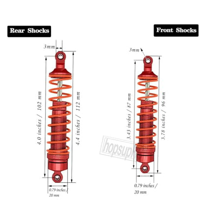 hosupRC Upgrades for 1/10 Rustler/Stampede/Slash 4WD,Drive Shaft CVD&RC Shock&Turnbuckles Camber Links&A Arm&Caster Block,Steering Blocks,Rear Stub Axle Carriers&Steering Bellcranks&Hex Hub,Red - color: Red/D9-Set