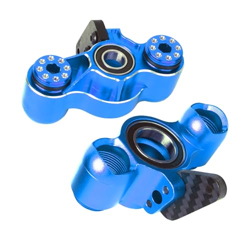 Aluminum Front Steering Knuckles Blocks for ARRMA 6S 1/8 Mojave | TYHPON Infraction FIRETEAM Felony BLX 6S 1/7 4WD, RC Caster Blocks C-Hubs w/Bearings, Hub Carriers Parts AR330187 - color: Blue, size: Front Steering Knuckles(Thin)