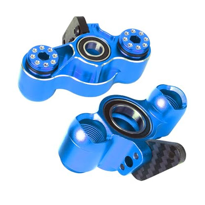 Aluminum Front Steering Knuckles Blocks for ARRMA 6S 1/8 Mojave | TYHPON Infraction FIRETEAM Felony BLX 6S 1/7 4WD, RC Caster Blocks C-Hubs w/Bearings, Hub Carriers Parts AR330187 - color: Blue, size: Front Steering Knuckles(Thin)