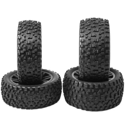 OD 88mm/3.46"12mm Hex Wheel Rims Rubber Tires with Sponge Replacement for 1/10 RC Off-Road Buggy Car,Black