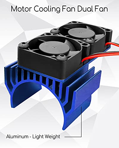 VXL-3s ESC Cooling Fan and Motor Dual Fan Set Compatible with Traxxas | Compatible with Slash 4x4 Stampede 4x4 Rustler 4x4 Hoss 4×4 Velineon VXL 3s Heat Sink, Blue - color: Blue ESC Cooling Fan and Motor Cooling Fan